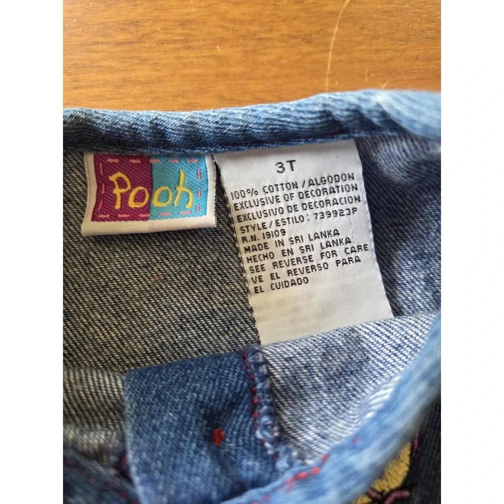 Vtg Winnie The Pooh Denim Dress Girls 3t Long Sleeve Kids 90s Y2k butterfly